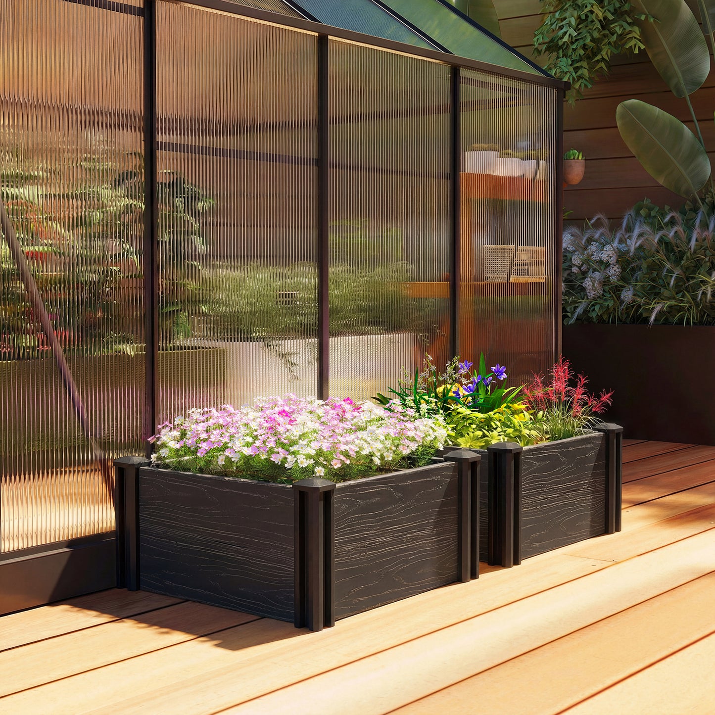 2 x 2 x 1ft Vinyl Raised Garden Bed Kit, Dark Grey