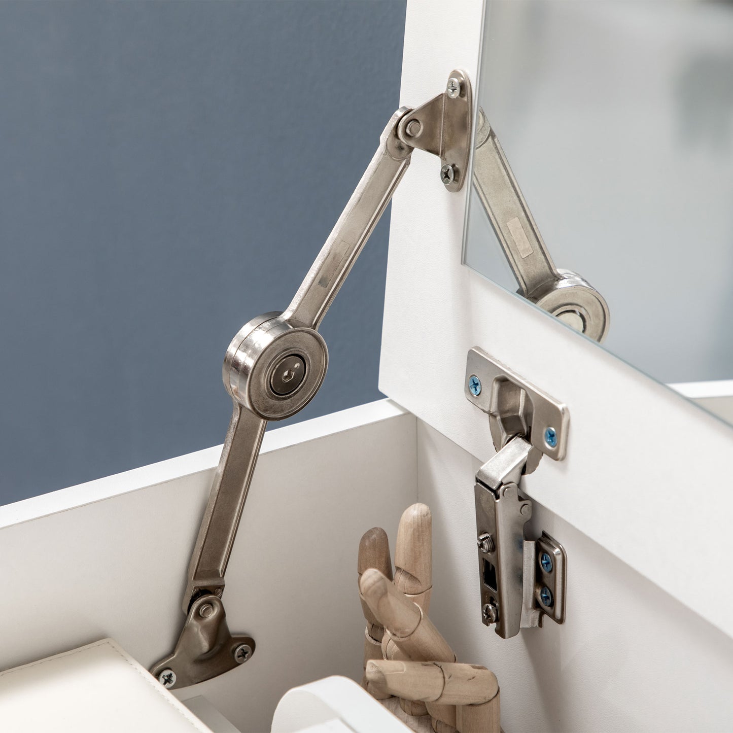 Dressing Table with Mirror and Stool, Vanity Table with Storage, White
