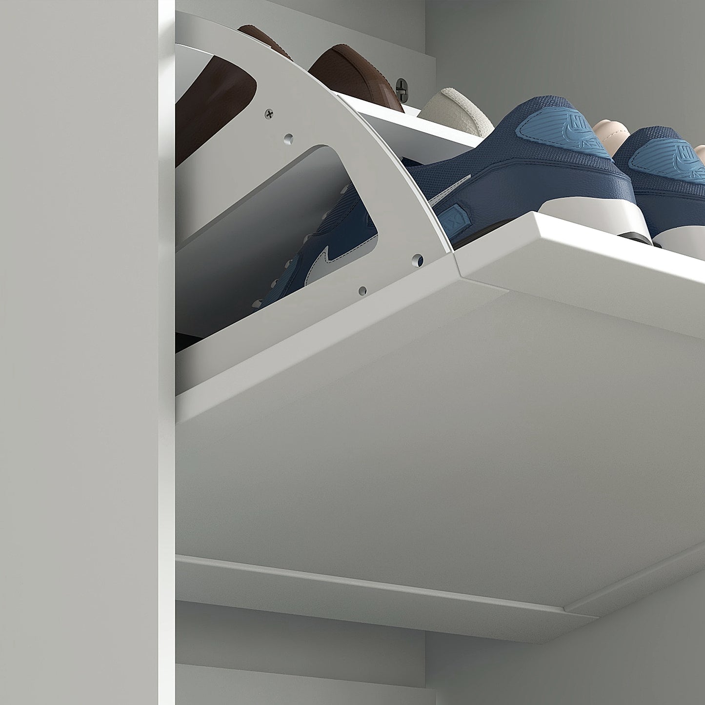 Narrow Shoe Cabinet with 3 Flip Drawers for 18 Pairs of Shoes White