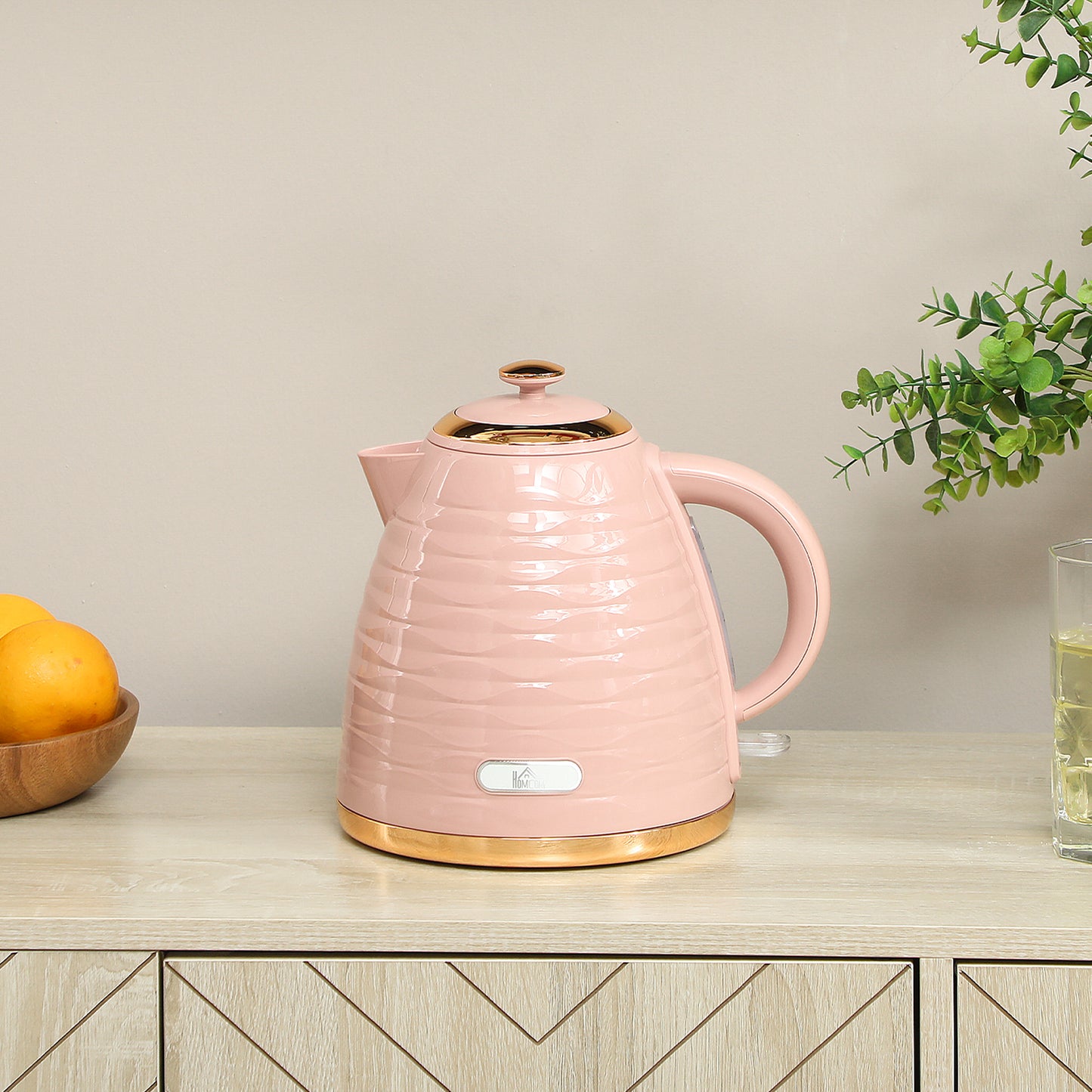 Electric Kettle, Fast Boil, 1.7L, 3kW, Swivel, Pink Ripple