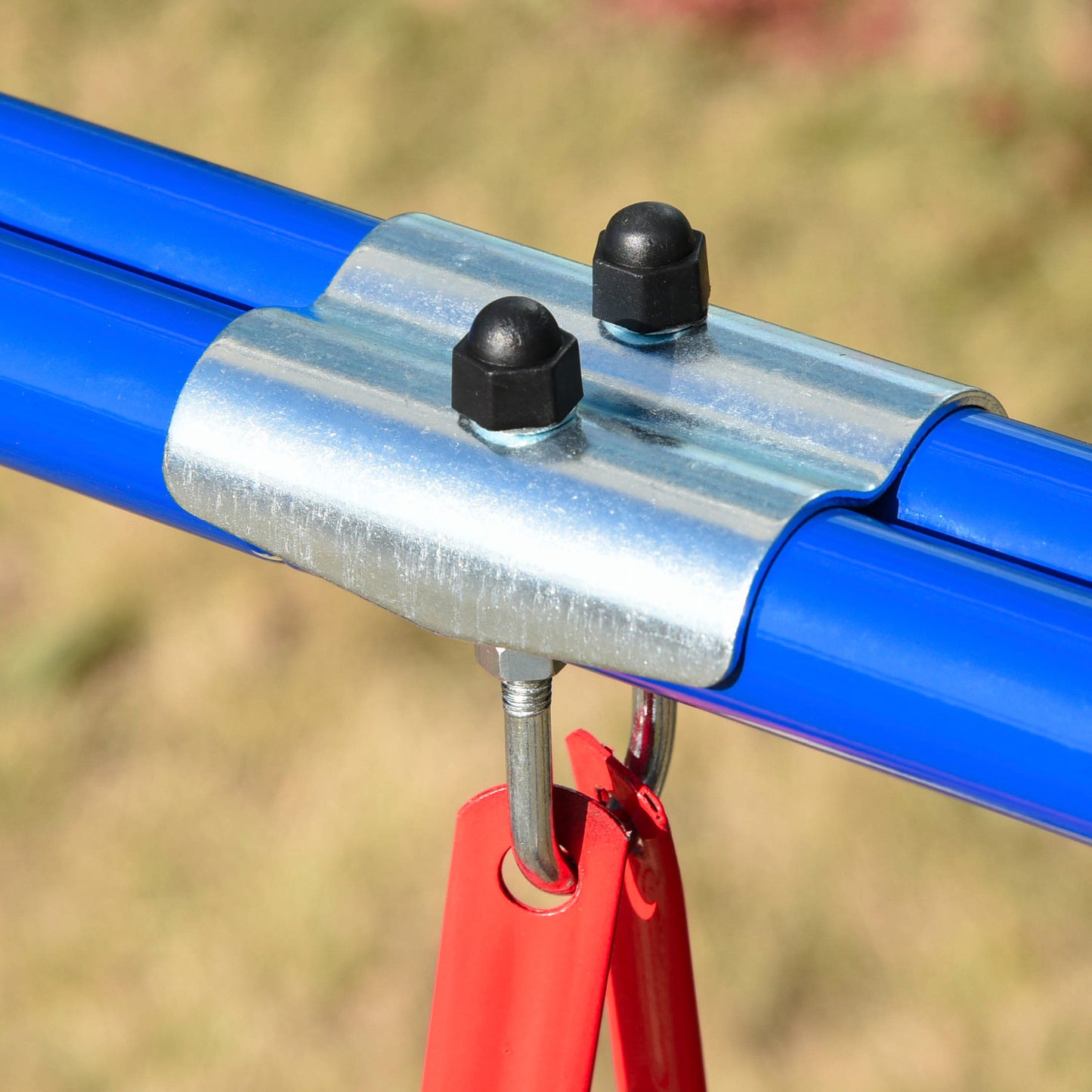 Metal Kids Swing Set with Baby Seat Safety Harness A-Frame Stand for Backyard