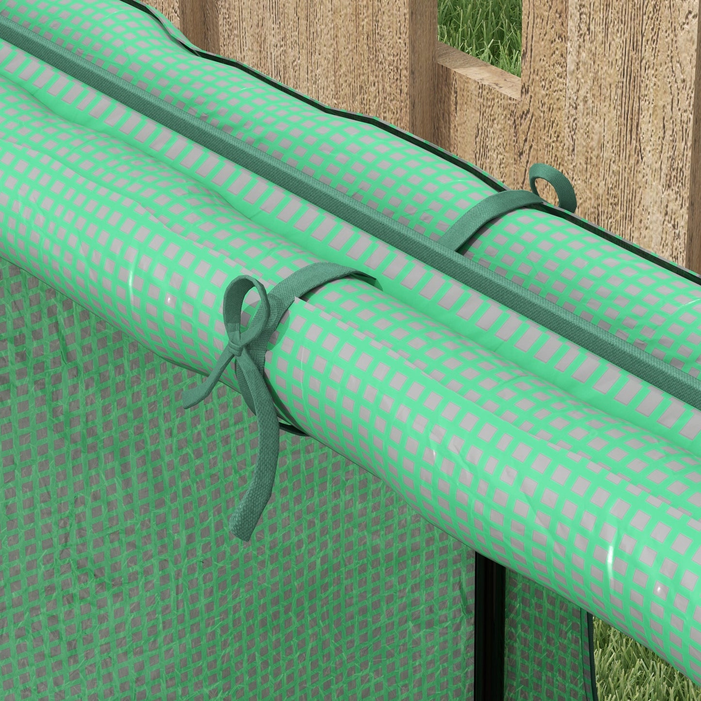 Raised Garden Bed Planter Box with Greenhouse, Green and Silver