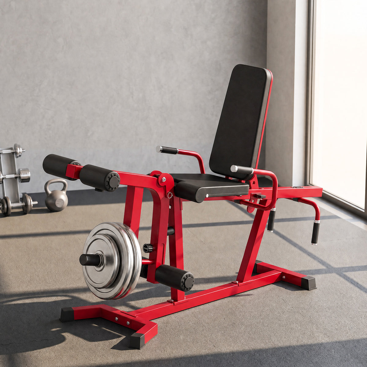 3-in-1 Adjustable Weight Bench with Leg Extension and Curl - Red