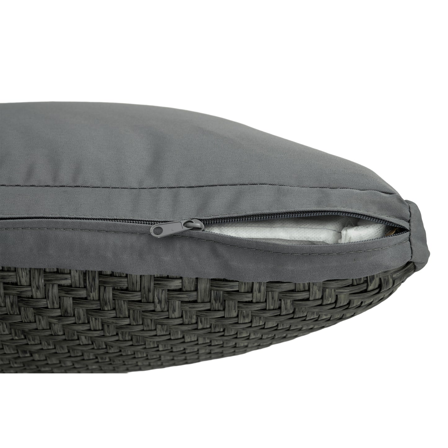 Set of 2 Outdoor Seat Cushion with Fabric and PE Rattan Cover, Grey