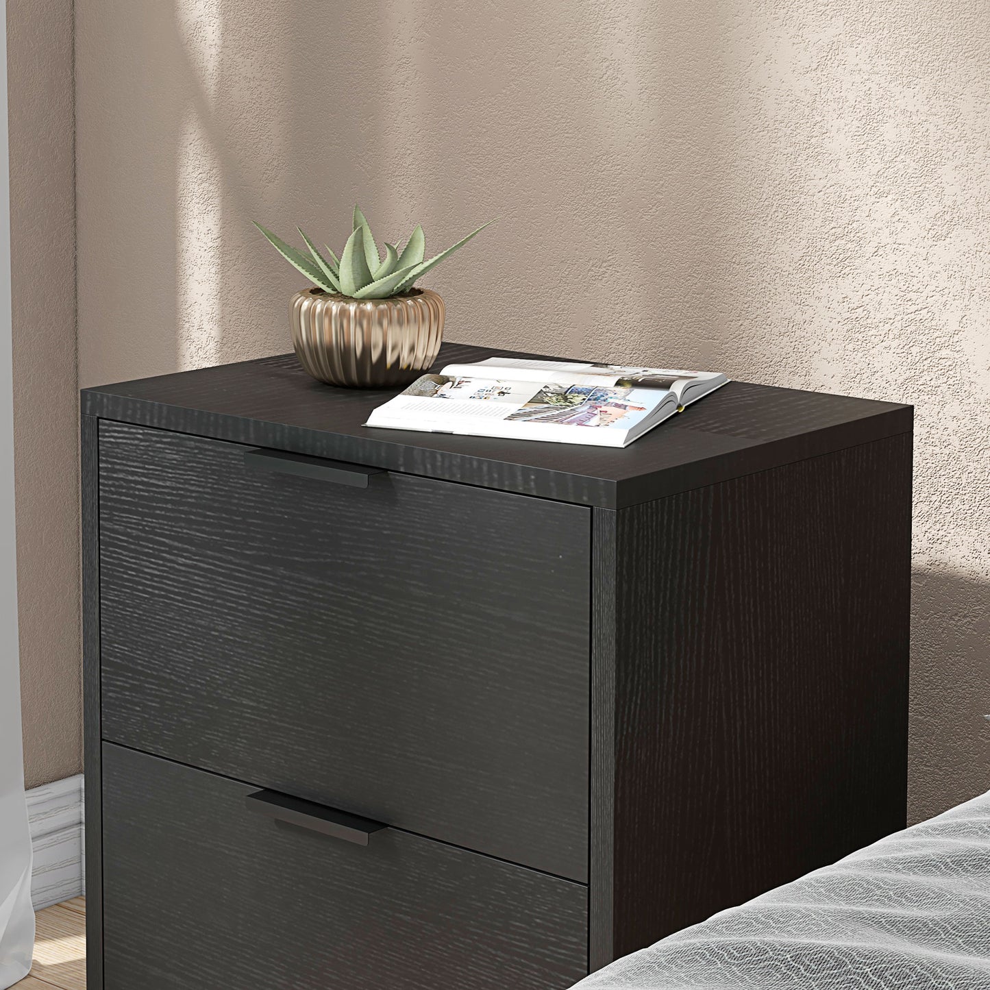 Bedside Tables Set of 2 with 2 Drawers for Bedroom, Living Room