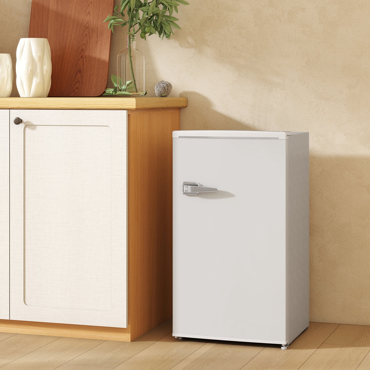 85L Freestanding Under Counter Fridge with Chiller Box, White