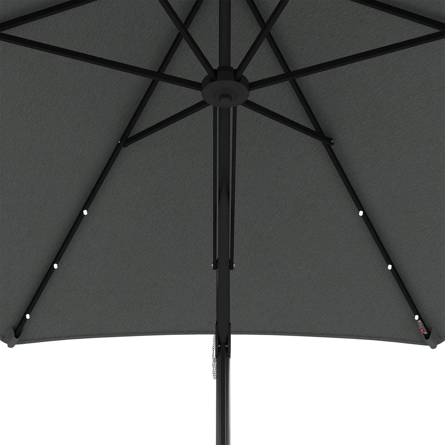 3(m) Cantilever Garden Parasol Umbrella W/ Solar LED, Dark Grey