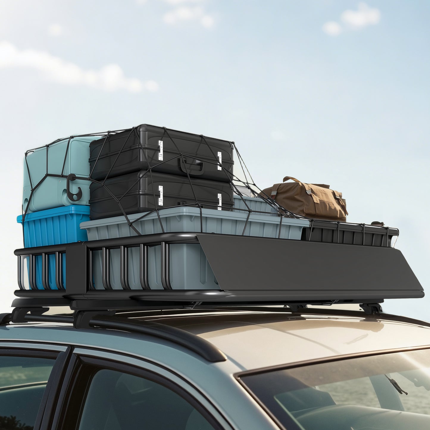 90.7 kg Universal Roof Rack Basket, Steel Car Rooftop Luggage Holder