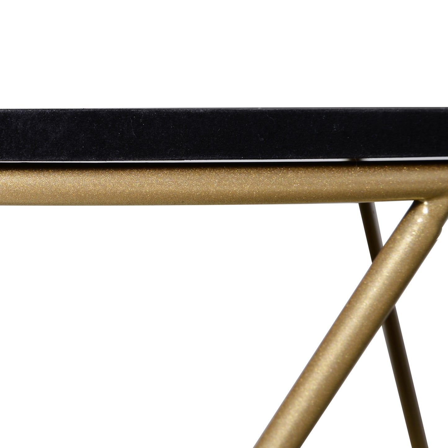 Round Coffee Table Sofa End Side Wood Metal Bedside Table - Black Gold