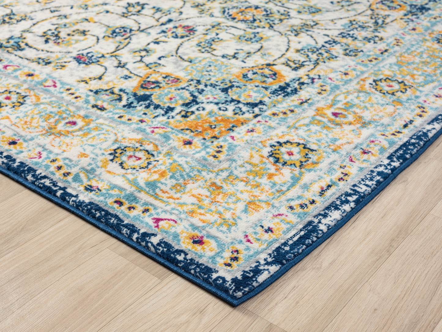 San Marino Living Room Area Rug - Low Pile Medallion Floral Design