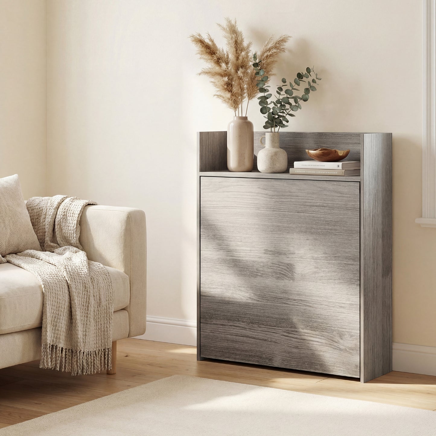 Folding Dining Table, Kitchen Table with Shelves Grey Wood Effect