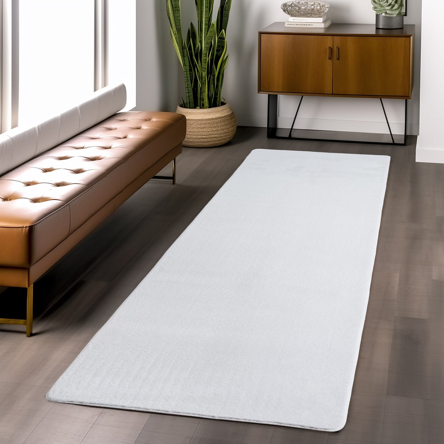 Snuggly Washable Plain Living Room Super Soft Anti Slip Area Rug - 9 Colours Available