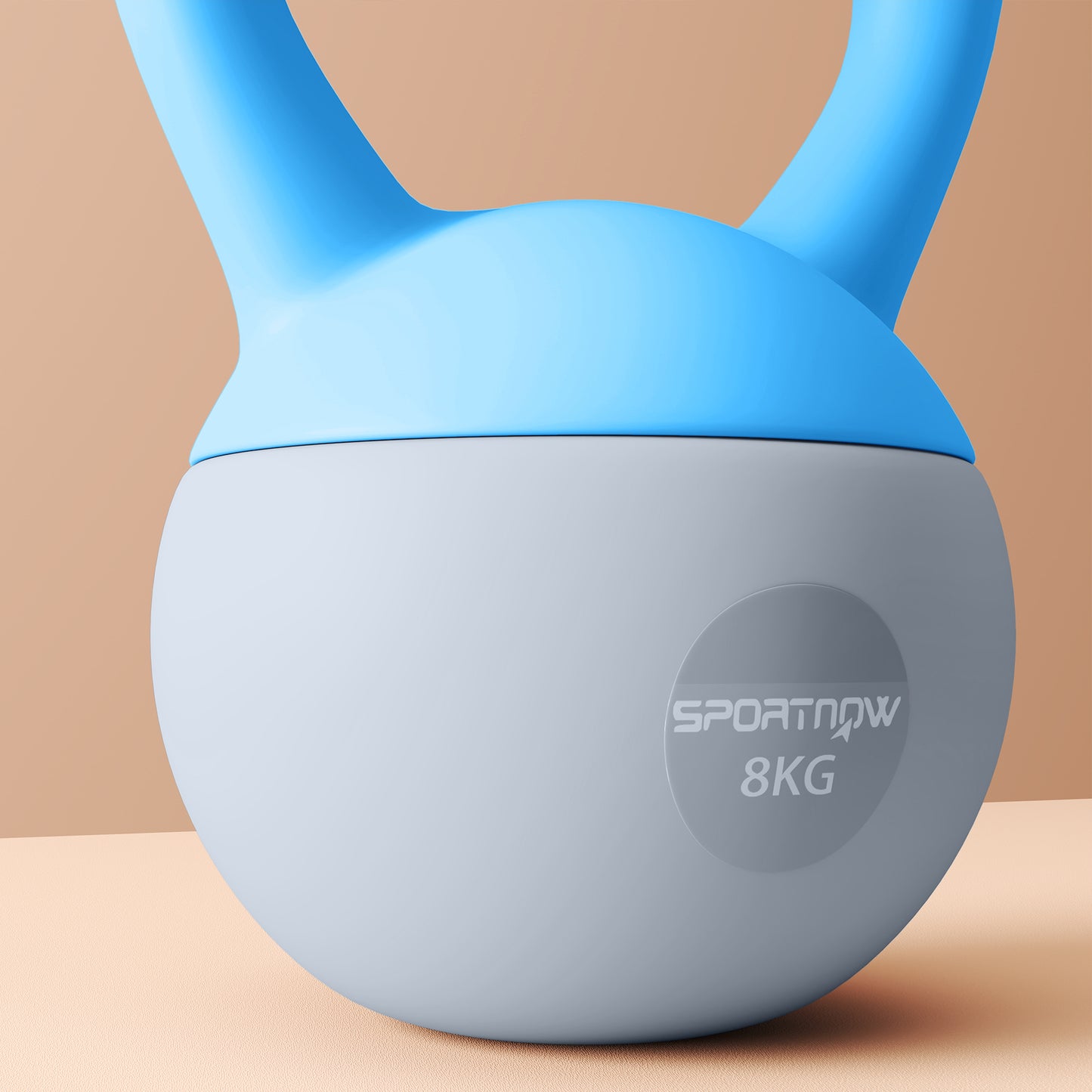 8KG Kettlebell w/ Soft Body, Non-Slip Handle, Light Blue and Grey