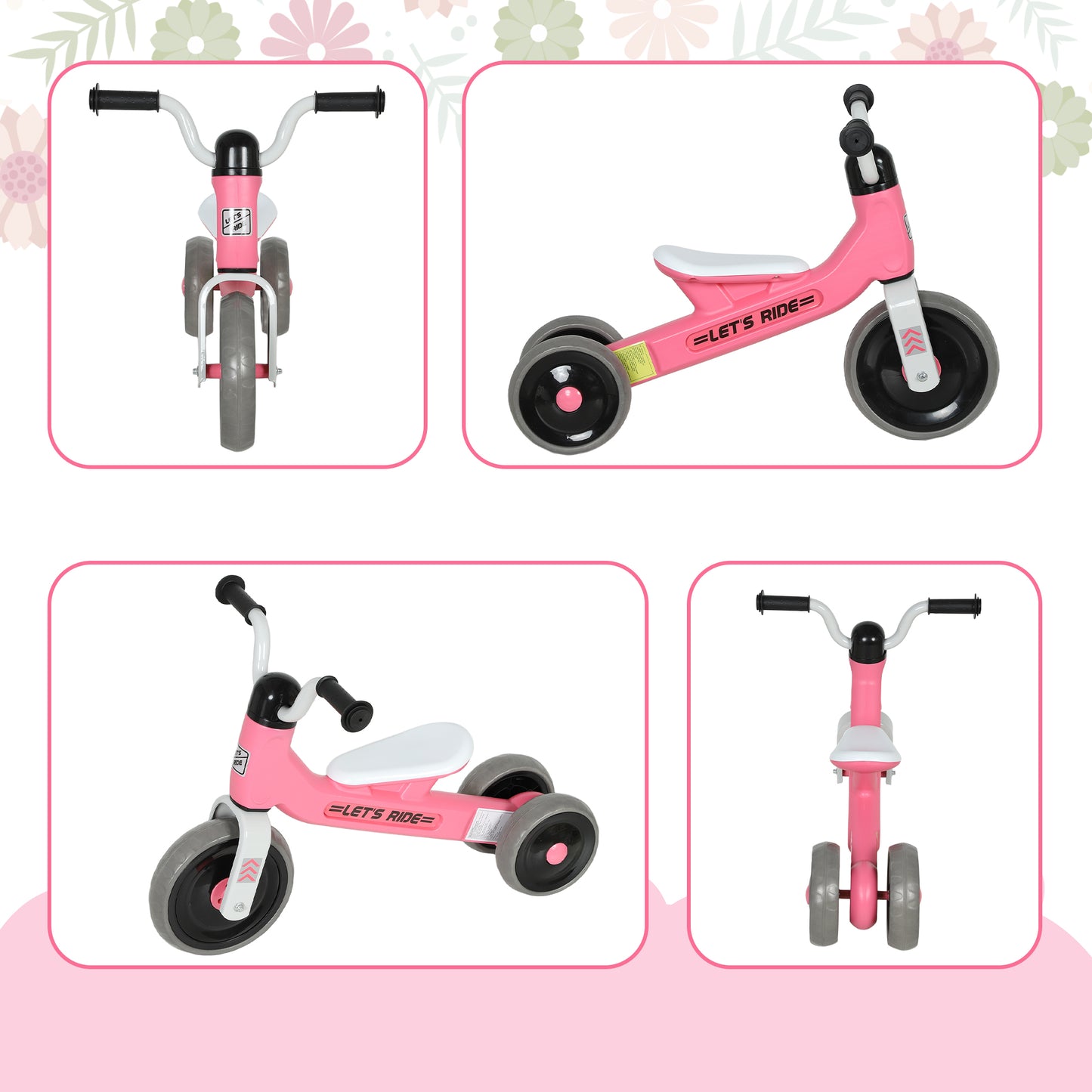 Baby Balance Bike for 1-3 Years Boys Girls, Toddler Balance Bike with No Pedal, 3 Silence Wheels, Safe Limited Steer, for Indoor Outdoor Riding, Pink