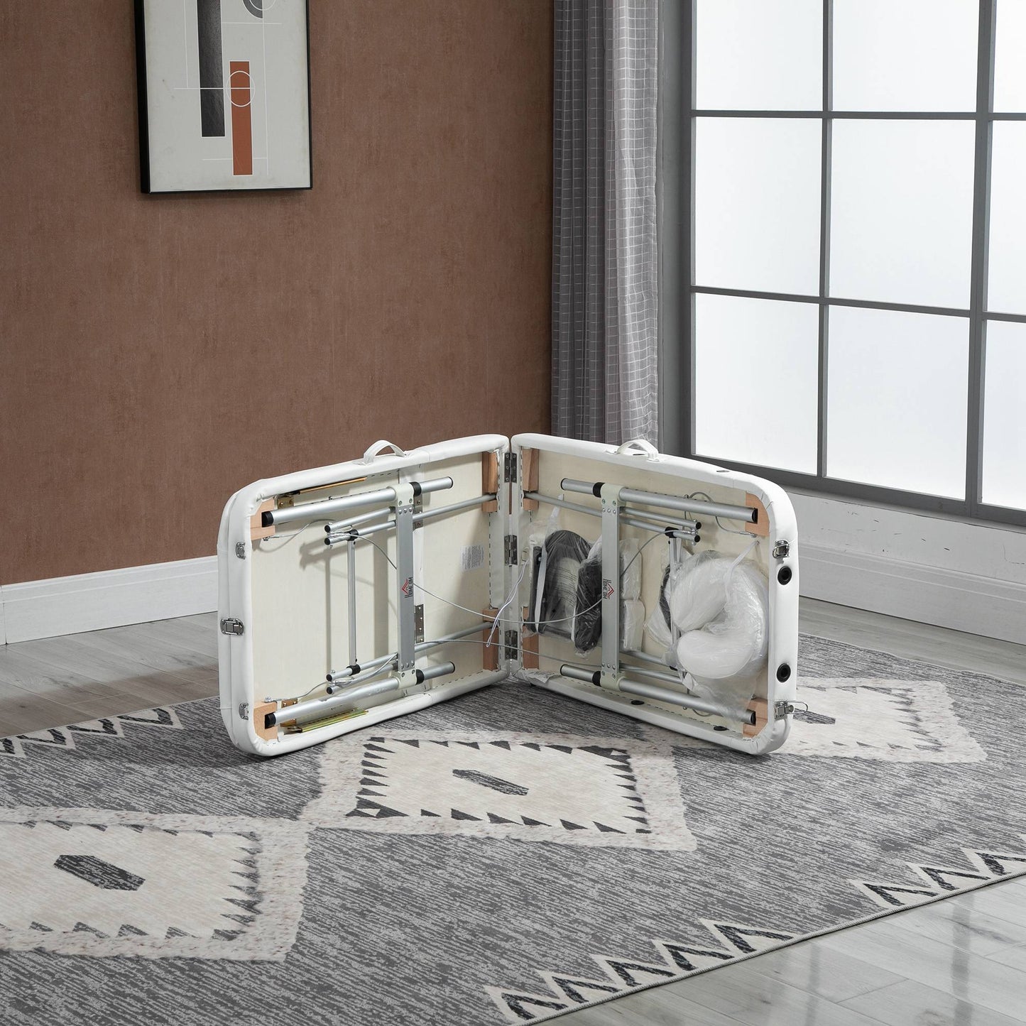 Portable PVC Massage Table Beauty Therapy Couch Bed Spa Aluminum White