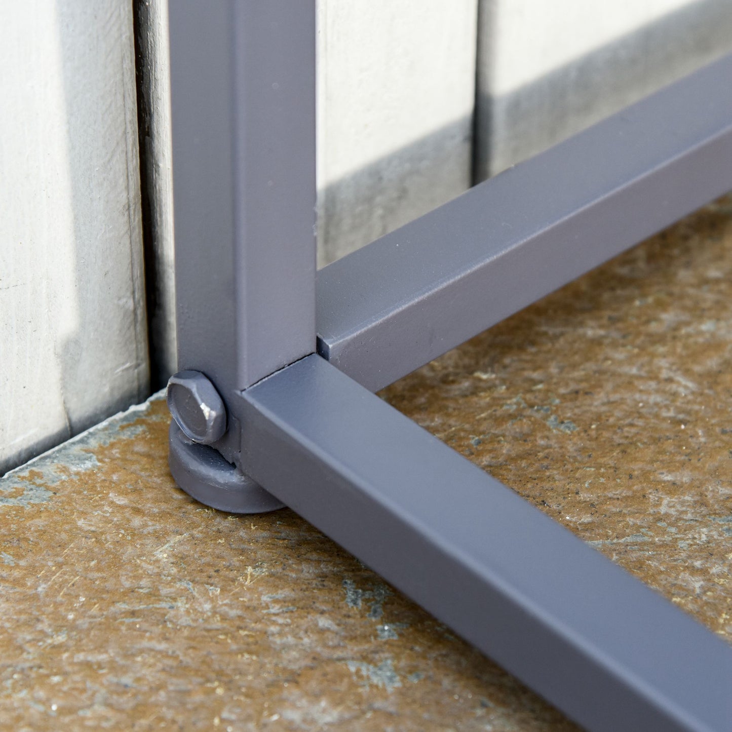 2 Seat Steel Patio Garden Bench Chair Slat Design Backyard Porch, Grey