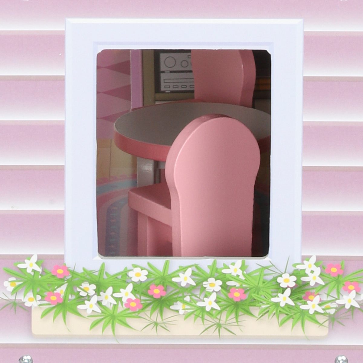 3-Storey Dolls' House with LED Lighting and 8 Furniture Pieces - Pink