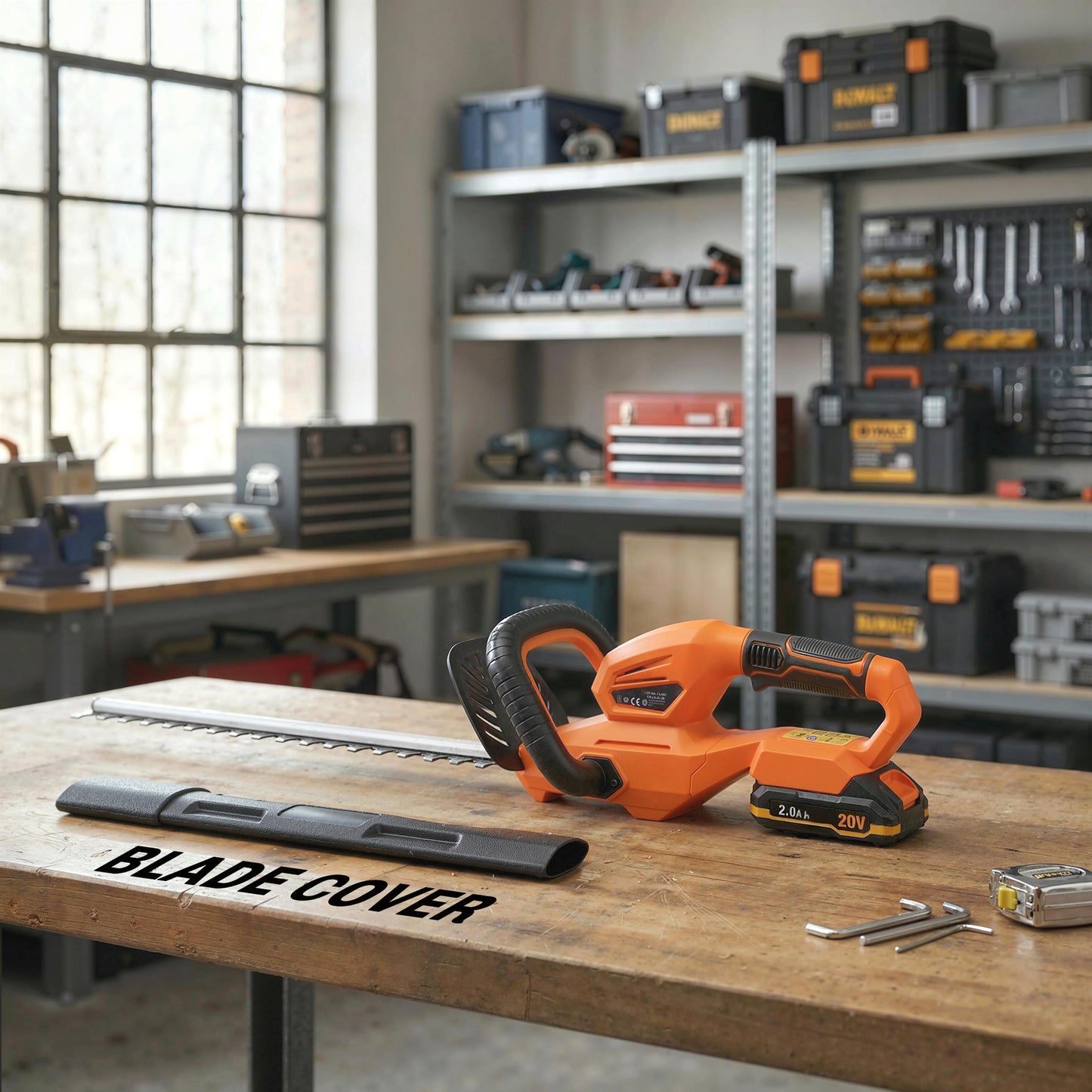 20" Cordless Hedge Trimmer with Dual Action Blade, 2000mAh Battery