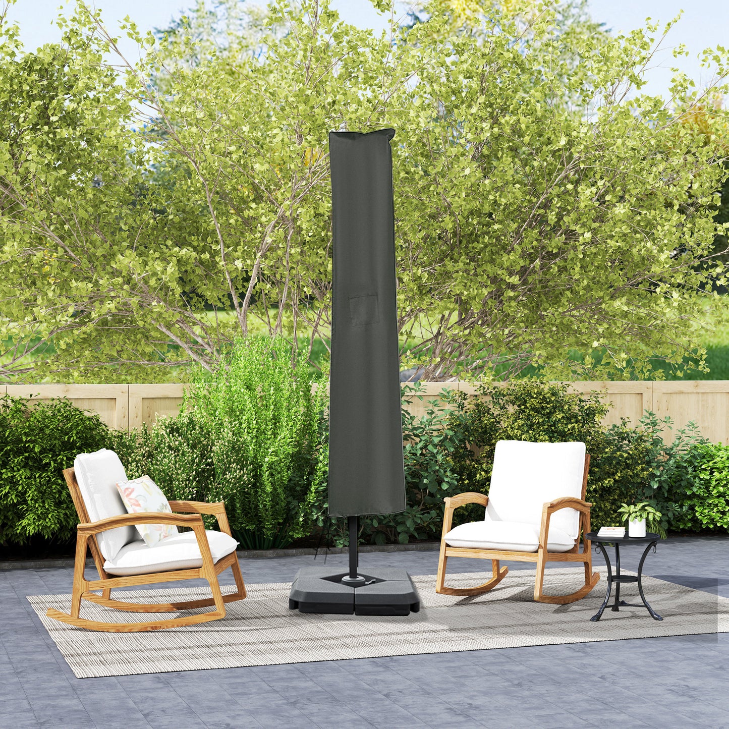 360° Cantilever Parasol Roma Umbrella w/ Base Weights, Khaki