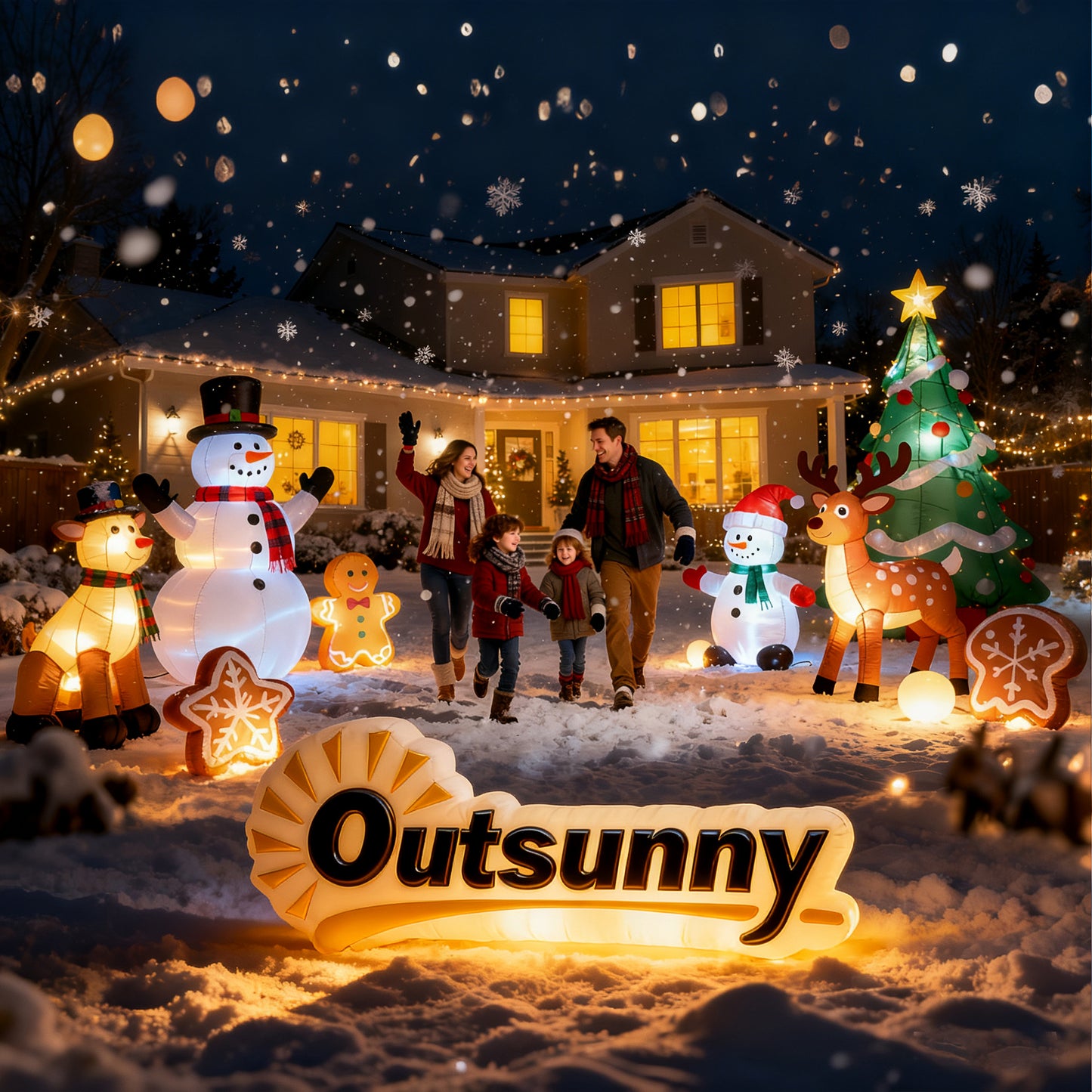 Blow Up Outdoor Christmas Decoration with Built-in LED Lights