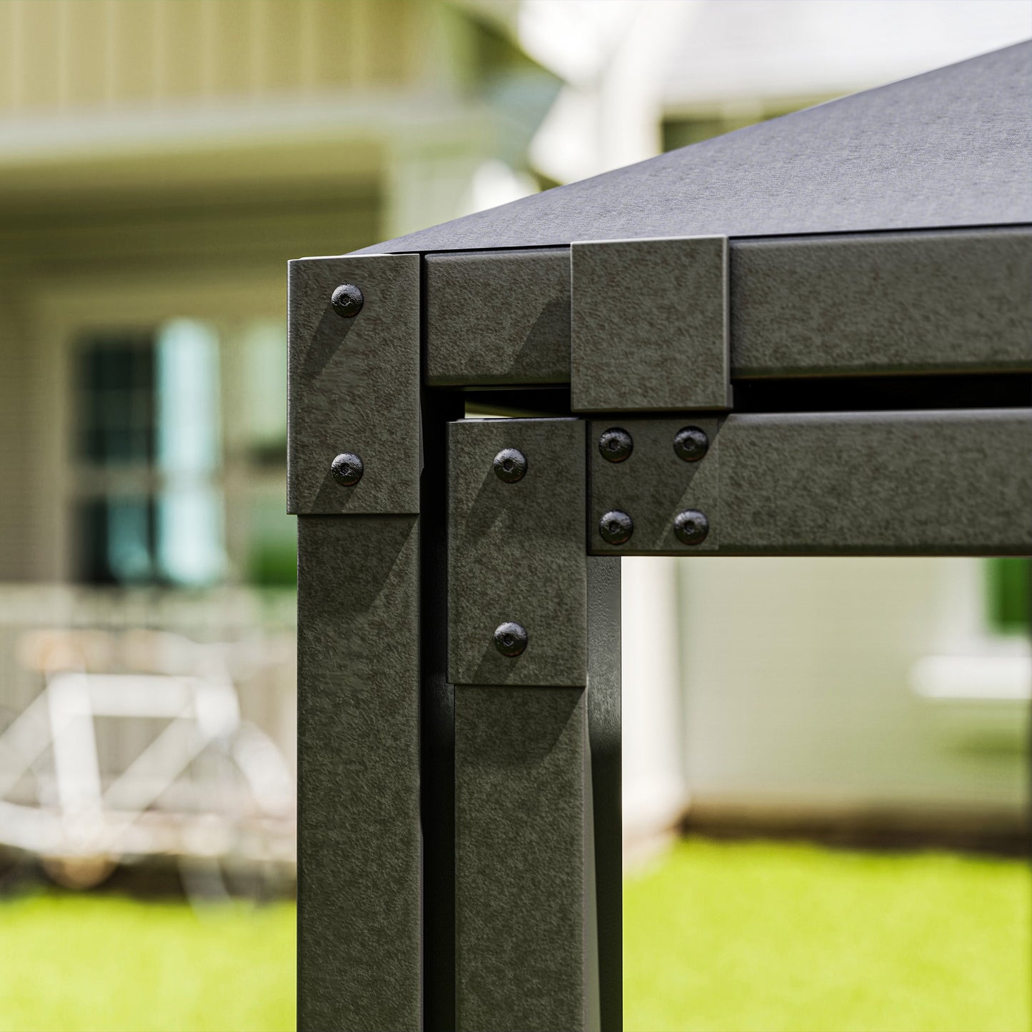 3 x 3(m) Garden Gazebo Canopy with Extendable Awning and Wheels