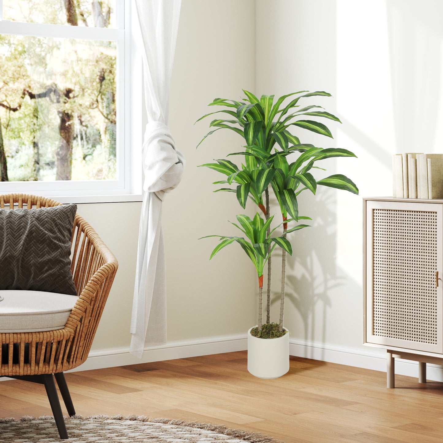 120cm Artificial Dracaena Tree with Bendable Trunks for Home Decor