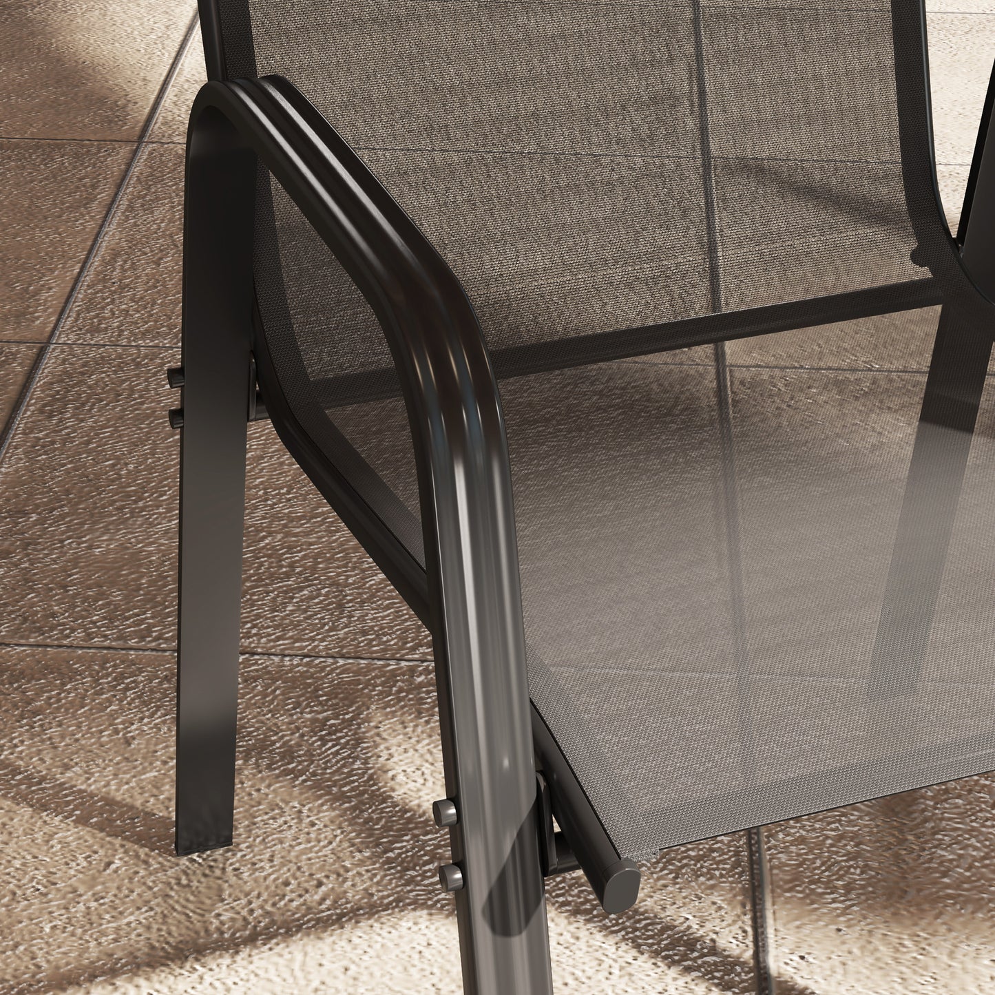 Set of 4 Garden Dining Chair Set Outdoor w/ High Back Armrest Black