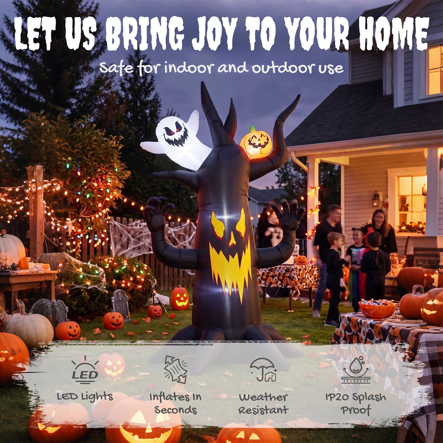 8 FT Halloween Inflatable Spooky Tree with Built-in LED Lights