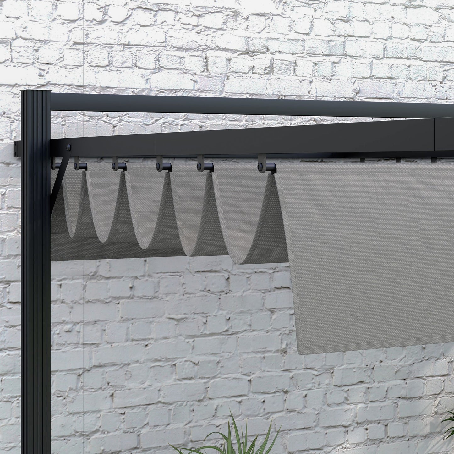 3 x 4m Retractable Pergola, Garden Gazebo Shelter with Aluminium Frame, for Grill, Patio, Deck, Grey