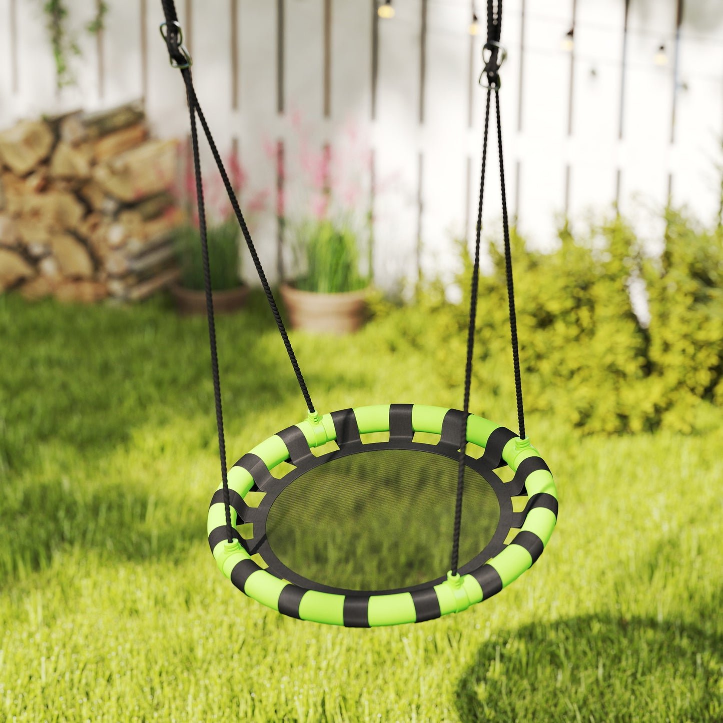 Kid Nest Swing Seat, 60cm Diameter Round Saucer Swing Set, Black