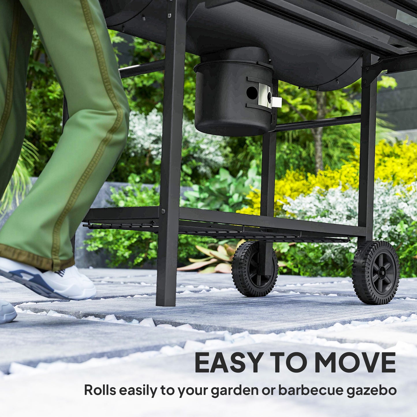 Charcoal BBQ Grill with Warming Rack Shelves Temperature Gauge