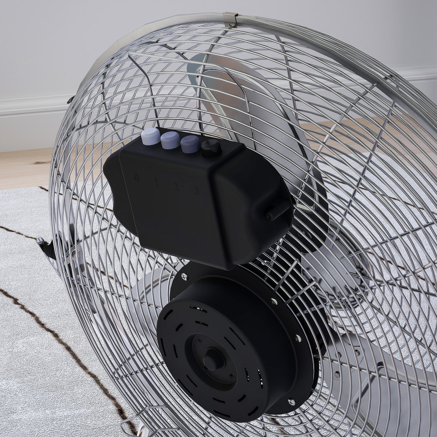 Electric Portable Table Fan with Powerful Airflow, Silver Tone