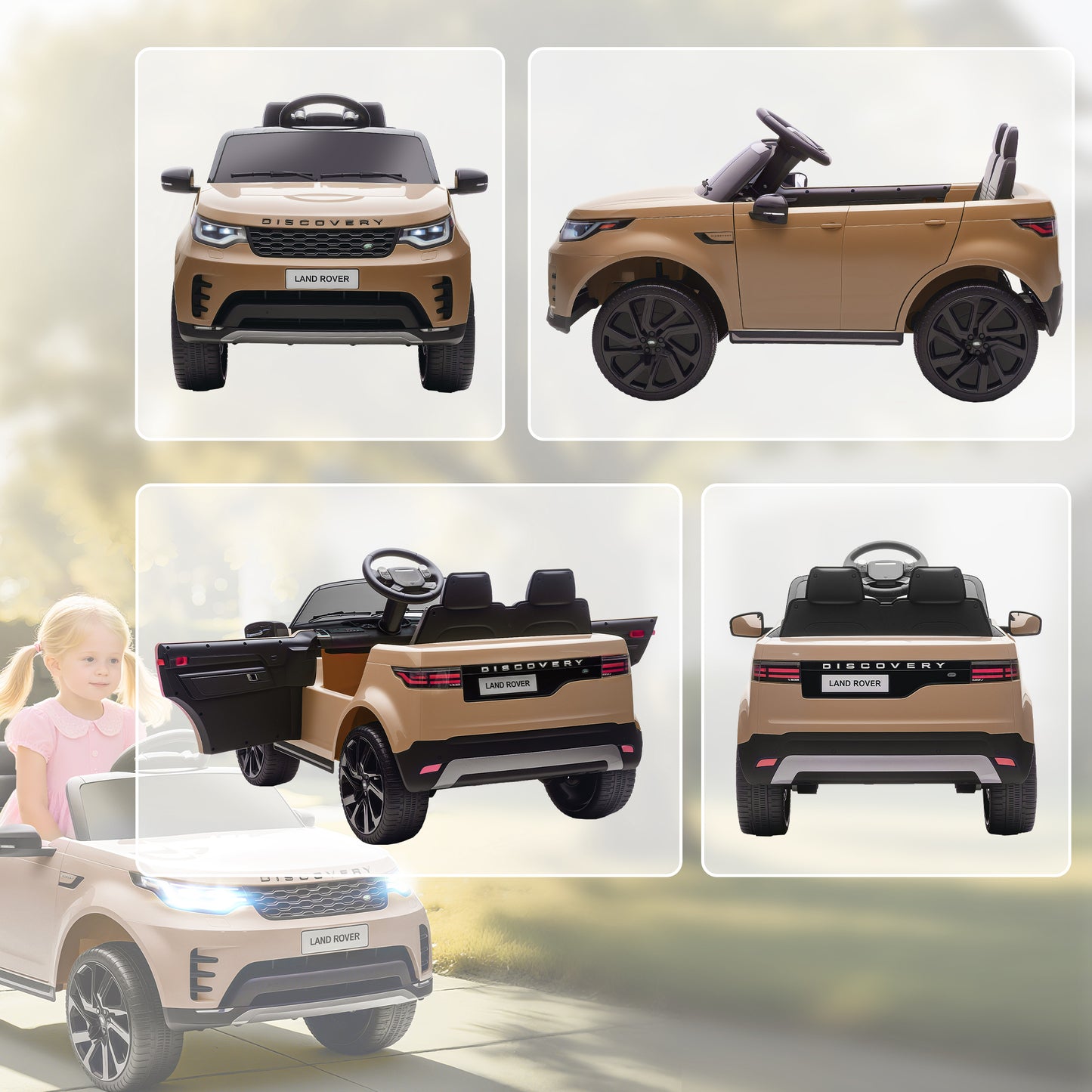 Land Rover Discovery Licensed 12V Kids Electric Car w/ Remote Khaki