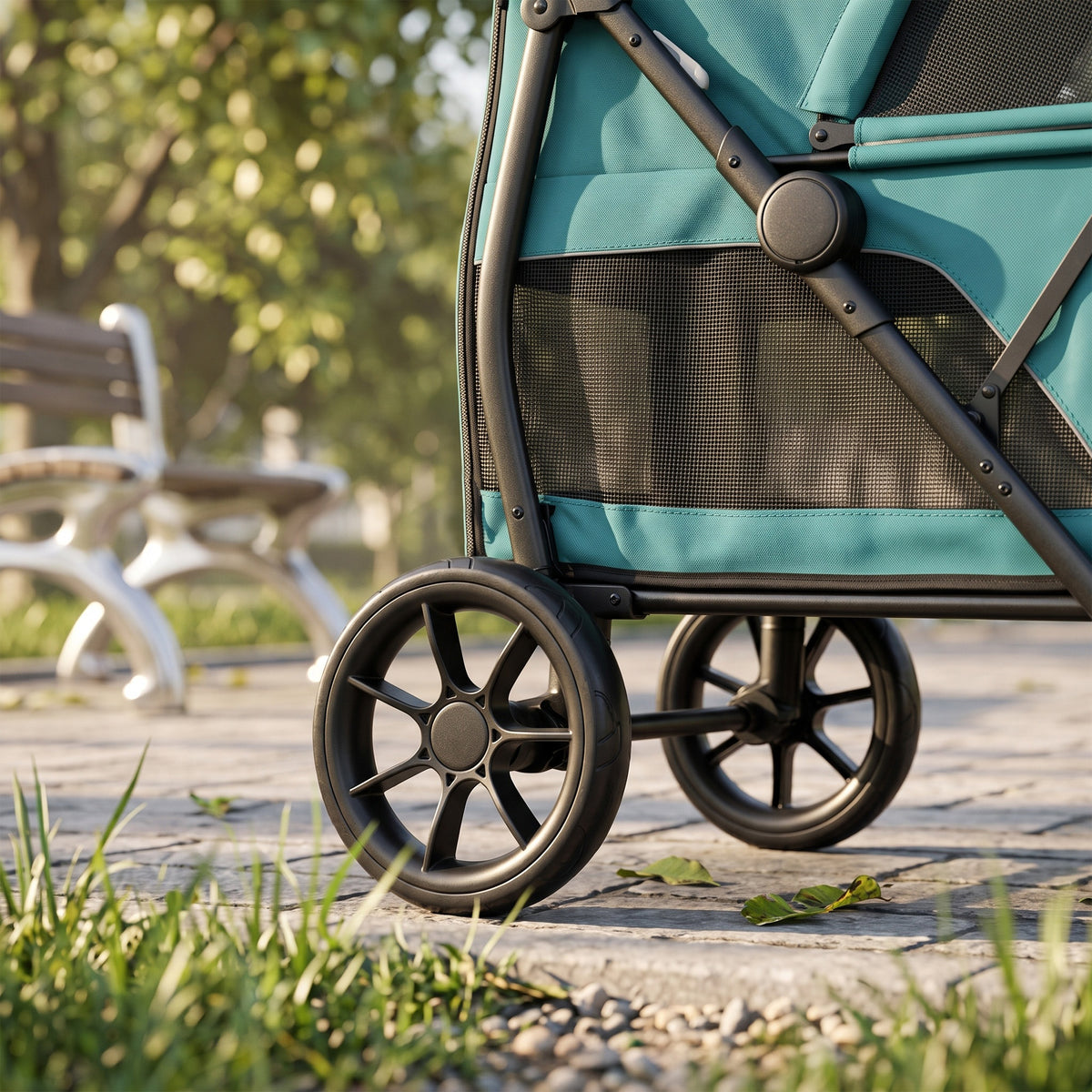 Dog Stroller, 3 Wheels Pet Stroller with Easy One-Click Quick Fold