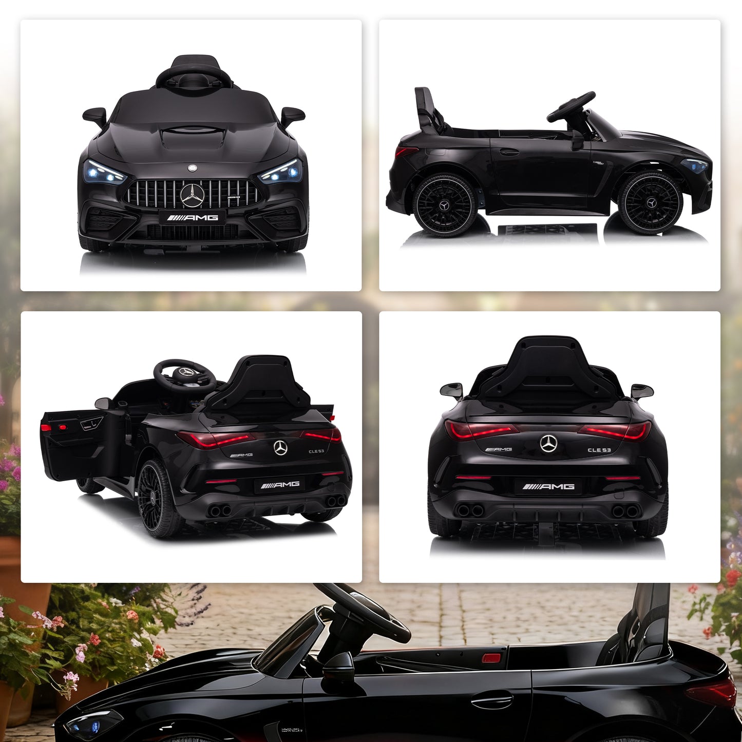 Kids Electric Car Licensed Mercedes AMG, 12V Ride On Car, Black