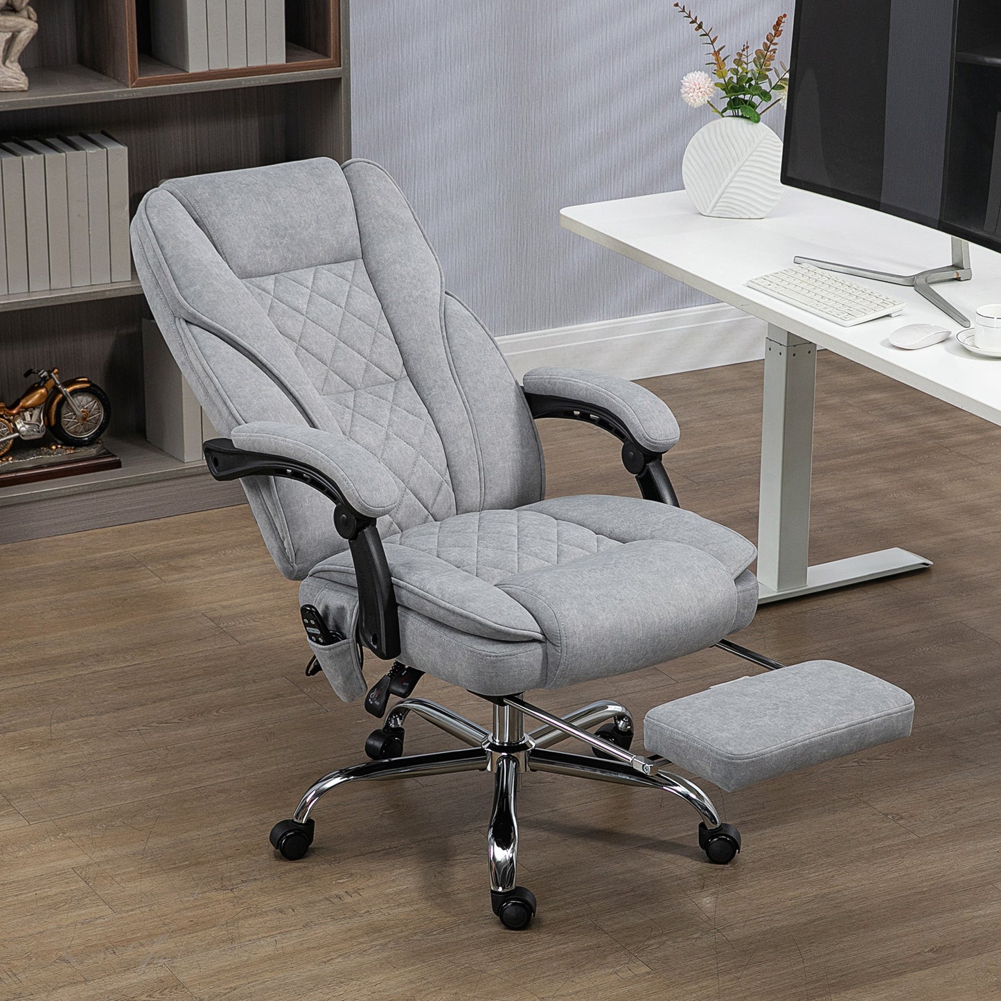 Massage Office Chair, Heated Reclining Desk Chair, Grey