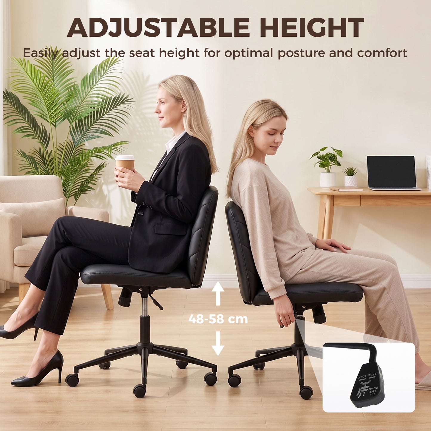 Criss Cross Legged Office Chair Height Adjustable Black
