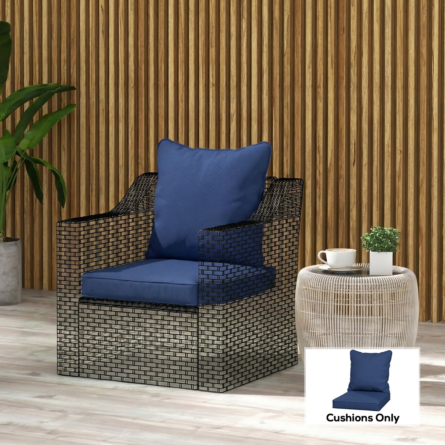 Garden Chair Cushion with Seat & Back Pad, CUSHION ONLY, Dark Blue