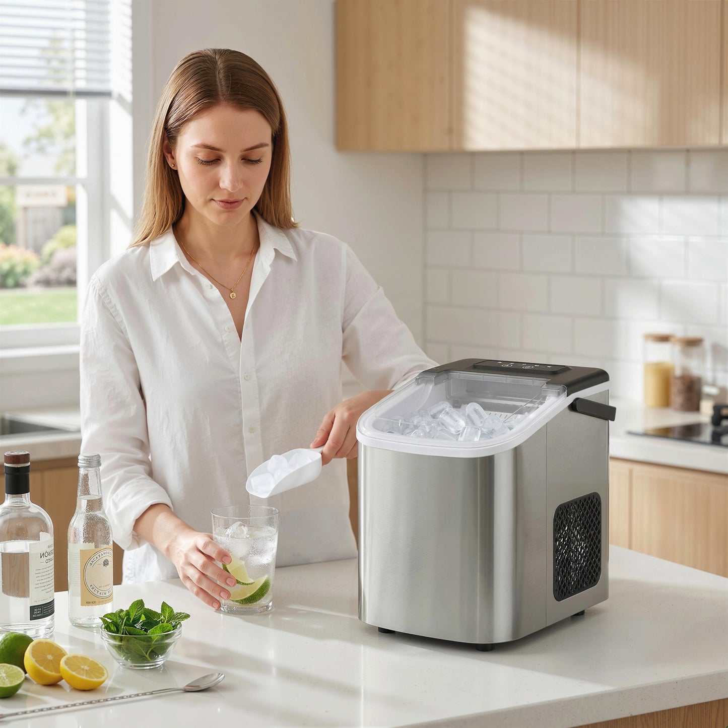 Ice Maker Machine Countertop, 9 Cubes Ready in 7 Mins, 12 KG in 24Hrs