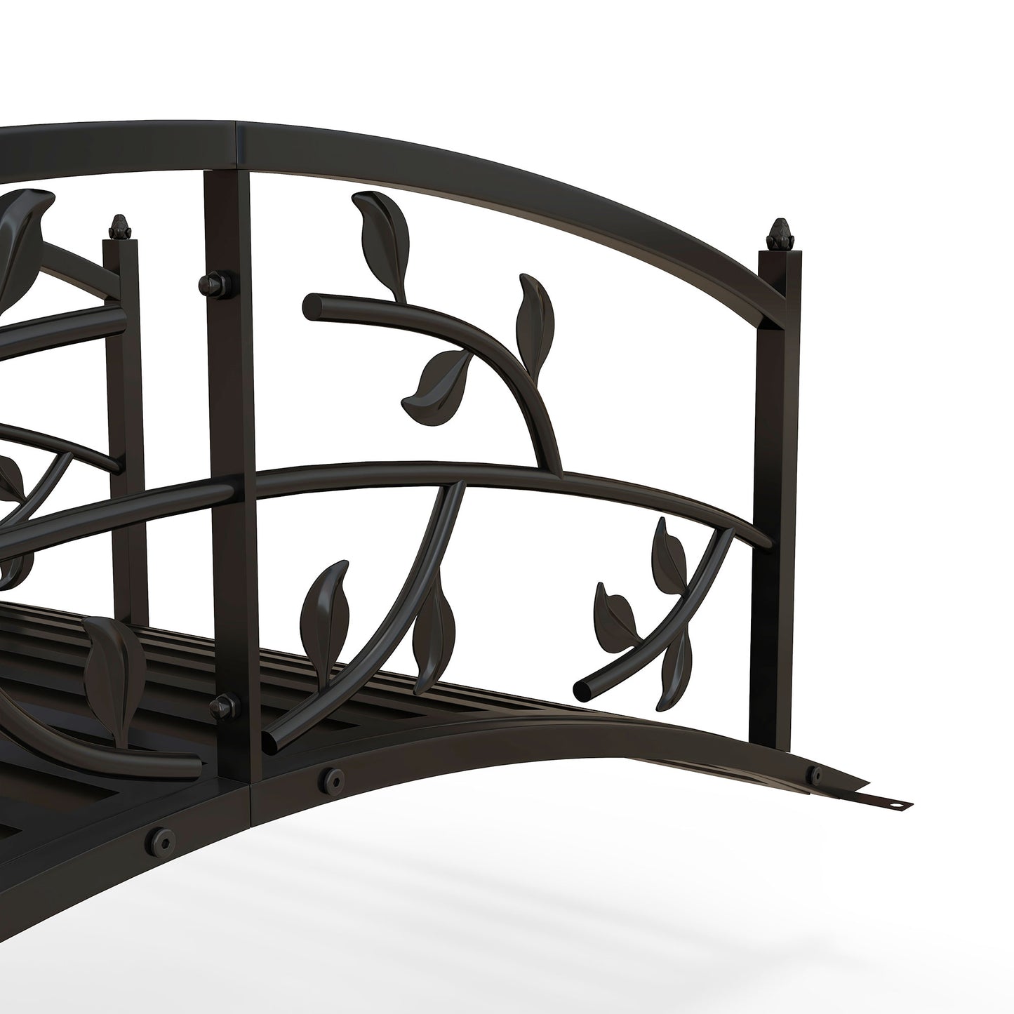 1.2M Metal Decorative Vine Pattern Arch Garden Bridge, Black
