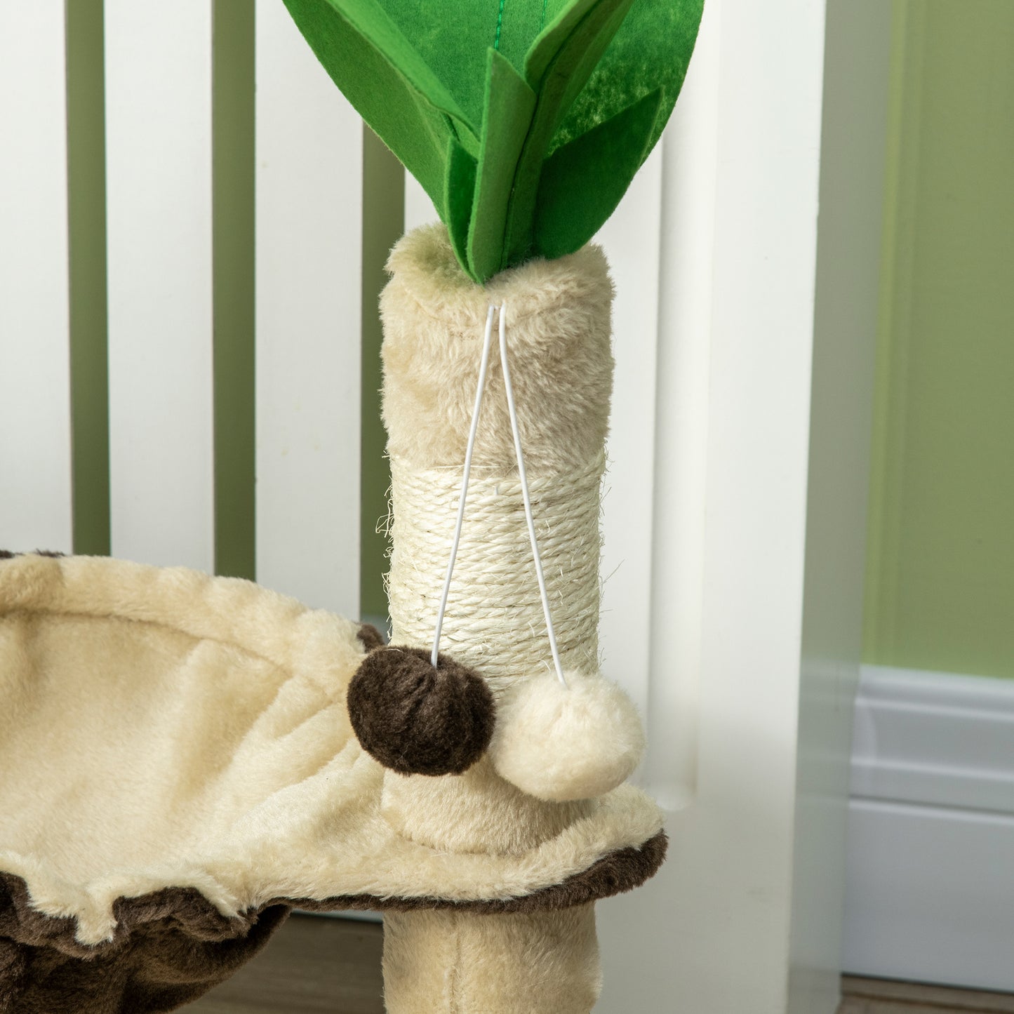 68cm Cat Tower Palm Tree Shaped Cat Tree w/ Hammock - Beige