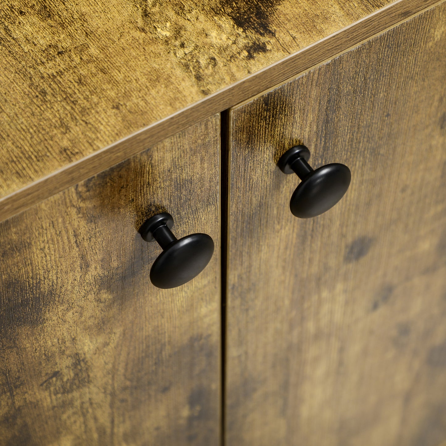 Cat Litter Box Enclosure, Hidden Cat Washroom, Decorative End Table with Double Doors, Scratching Pad, Rustic Brown