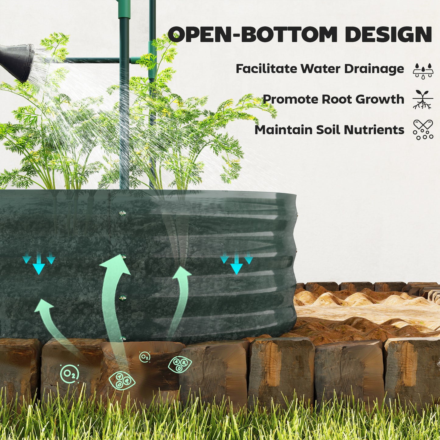 4 x 2 x 4.6ft Galvanised Raised Garden Bed with Trellis, Dark Grey