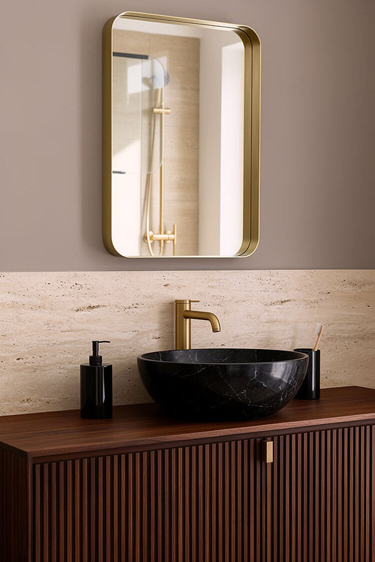 Alana Rectangular Mirror – Brass