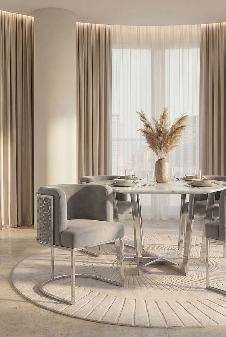 Alveare Dining Chair Silver - Dove Grey