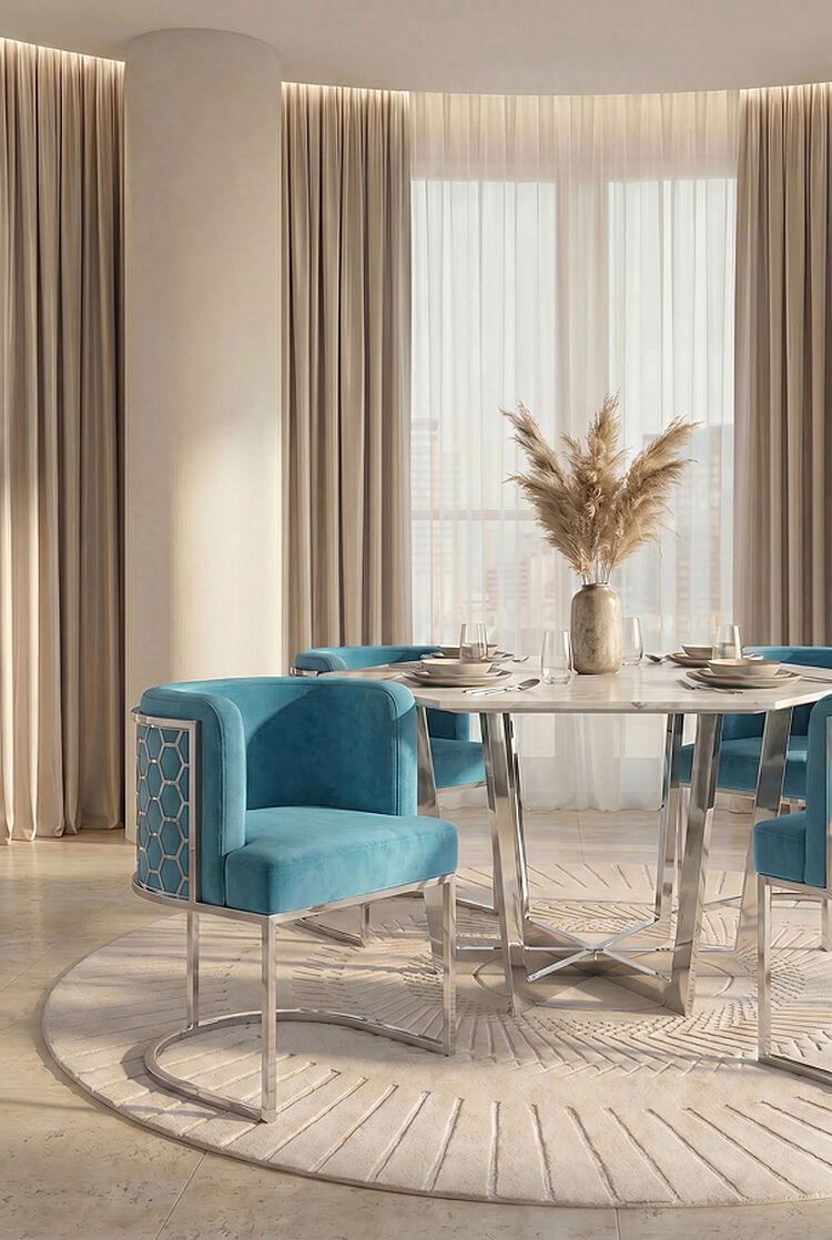 Alveare Dining Chair Silver - Teal