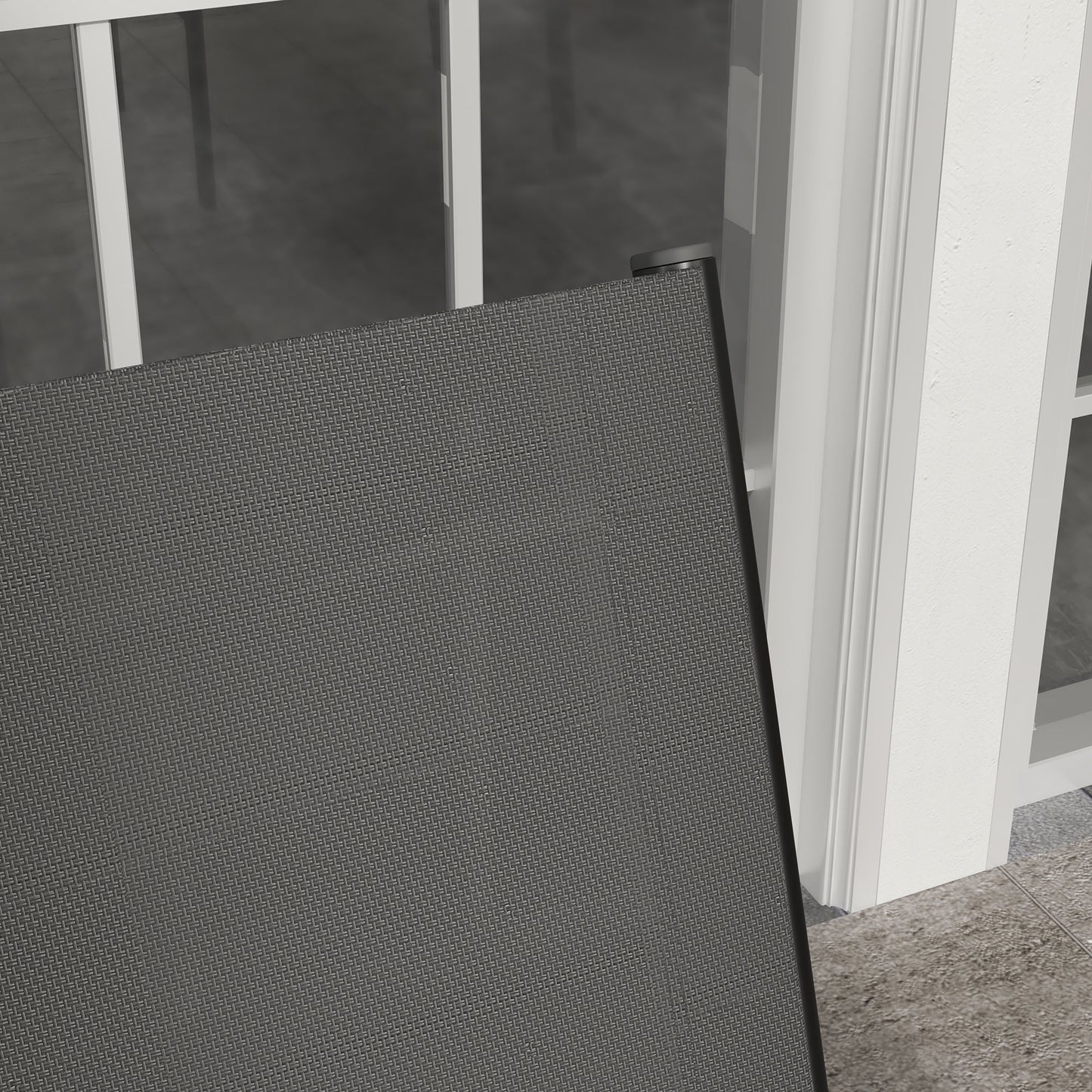 5 Pieces Garden Dining Set with Glass Top Dining Table, Outdoor Umbrella Hole Table and 4 Armchairs w/ Breathable Mesh Fabric Seats