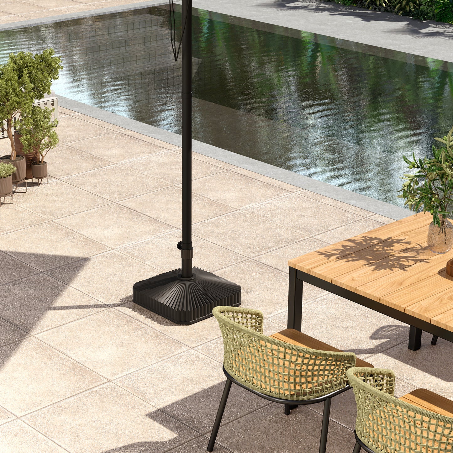 Patio Parasol Base Umbrella Stand, Sand/Water Filled, Black
