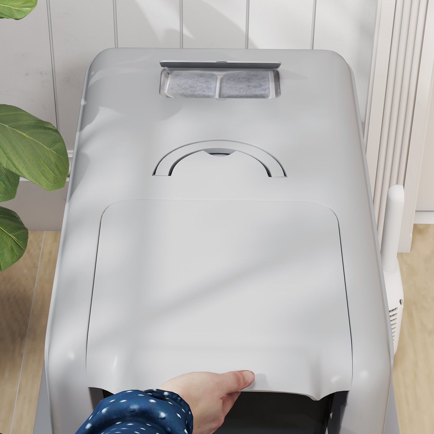Stainless Steel Cat Litter Box with Removable Lid, Scoop, Grey
