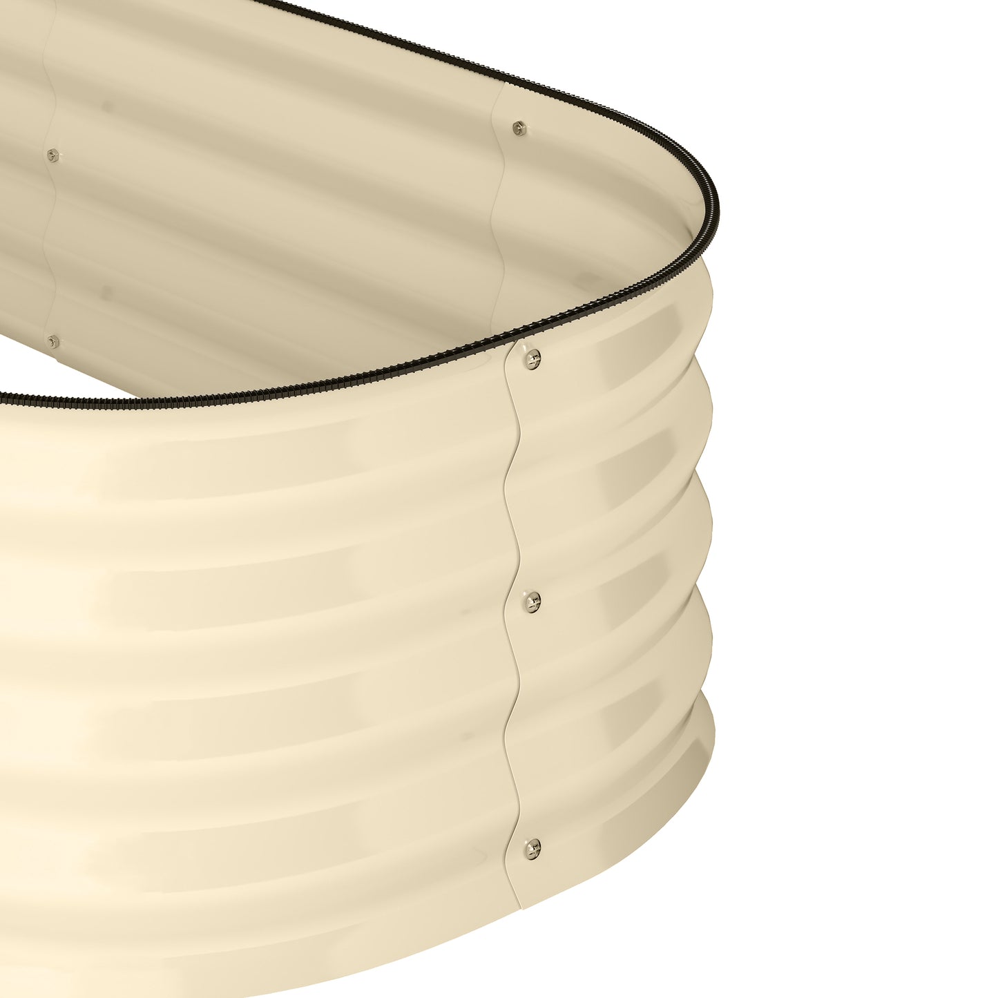 Galvanised Raised Garden Bed with Safety Edging, Cream White